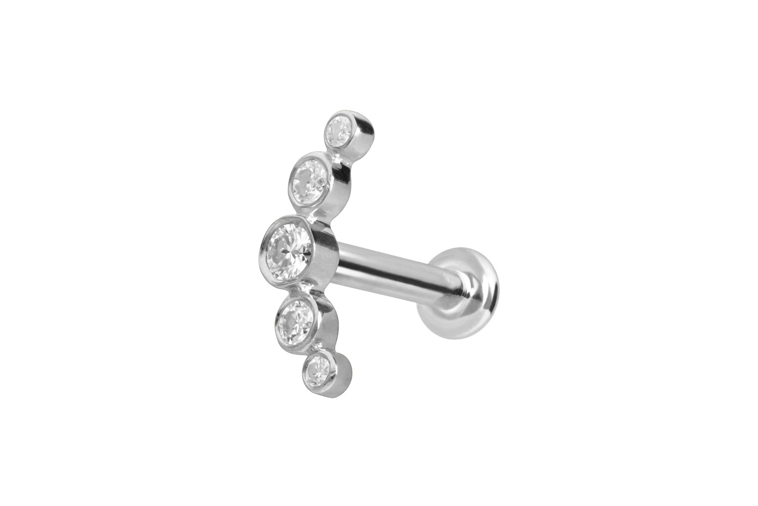 14 Karat Gold Labret Piercing mit Innengewinde MOISSANIT-BOGEN